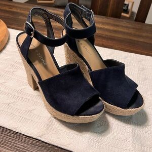 Sun Stone Navy Blue Wedges